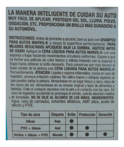 Kit 3 Ceras Liquida Marvil Azul Ptee Y Silicón Para Auto