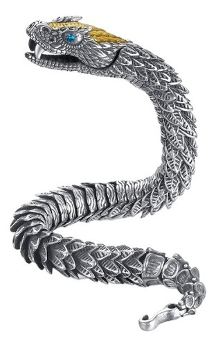 Pulsera De Serpiente Real Hecha A Mano De Plata 925 Lx