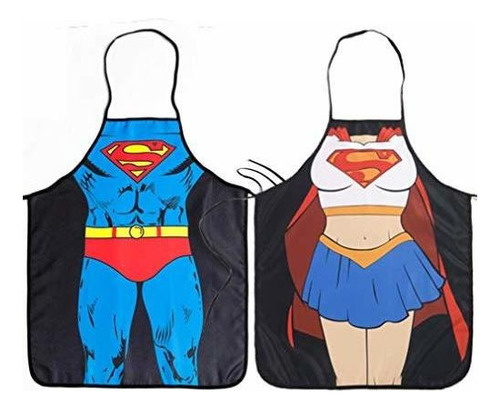 Ddjyp 2 Pack Supermanysuperwoman Impermeable Delantal, Hero