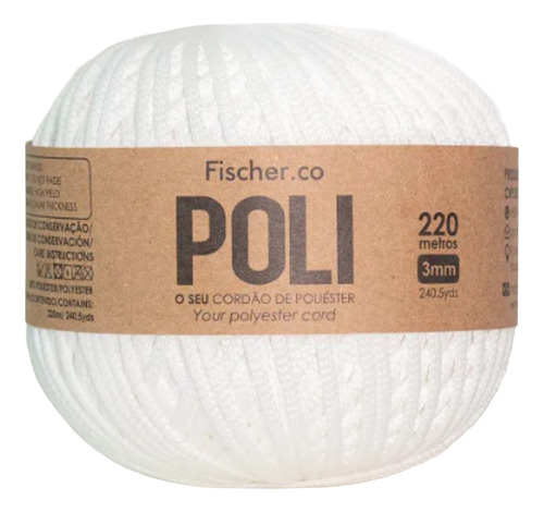 Fio Náutico 3mm Fischer Poli 100% Poliester Leve Não Desbota Cor Off White
