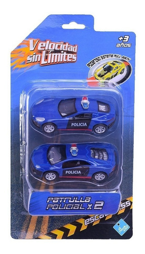 Autos De Policia X 2 Escala 1:55 Pull Back Duende Azul Full