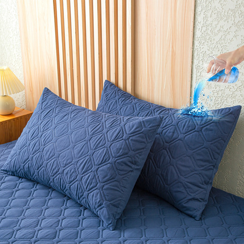 2pcs Funda De Almohadas Impermeable Protector 50x92 Cm -king Color Azul