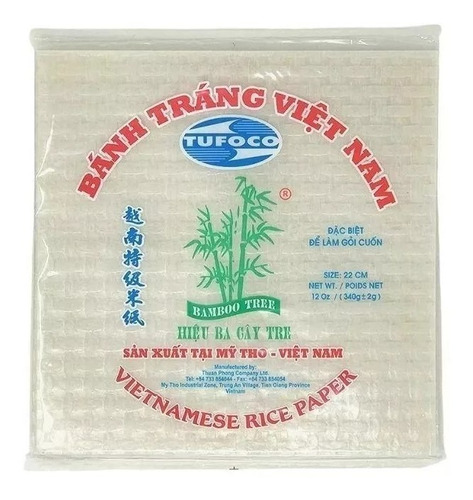 Rice Paper Papel Arroz Cuadrado 22 Cm Rollos Primavera 340g