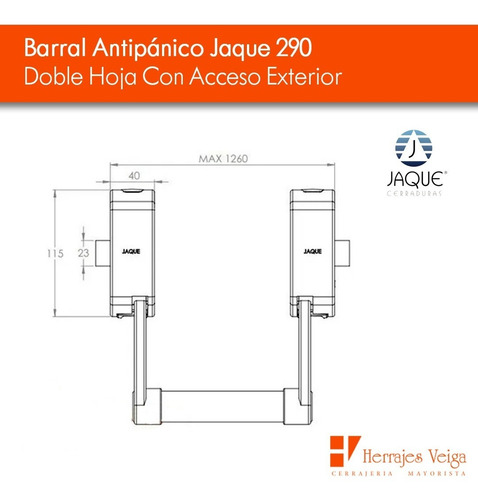 Imagen 2 de 10 de Barral Antipanico Jaque 290 Doble Hoja Con Acceso Exterior