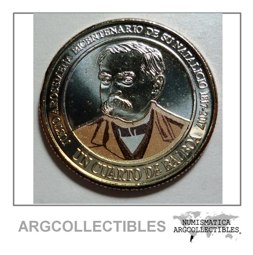 Panama Moneda Color 1/4 Balboa 2018 200 Aniv Justo Arosemena