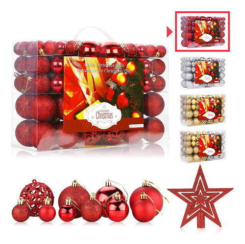 Juego De 100 Miniesferas Inastillables Rojas Para Navidad
