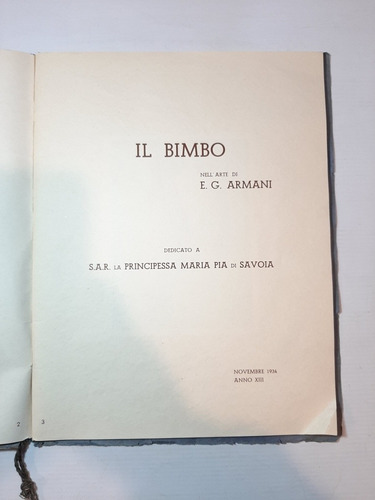 Antiguo Libro G. Armani Il Bimbo Bebes Único 1934 Ro 1106
