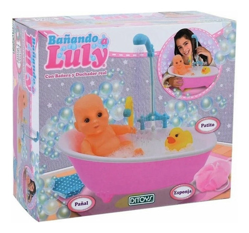 Bañando A Luly - Bebote Con Bañera Y Duchador Real