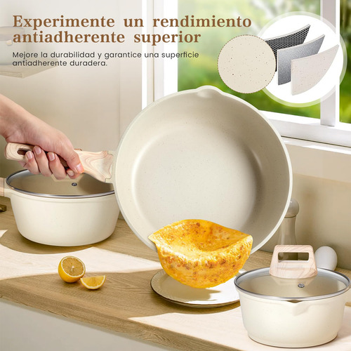 Juego De 9 Ollas Sartenes Antiadherentes Utensilios Cocina