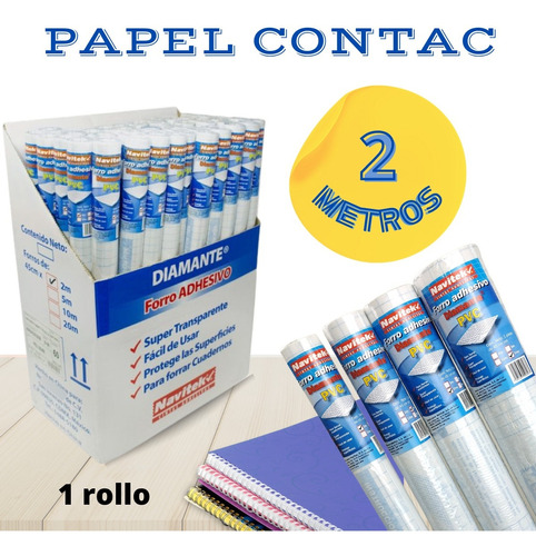 Rollo De 2 Metros De Papel Autoadherible Contac Transparente