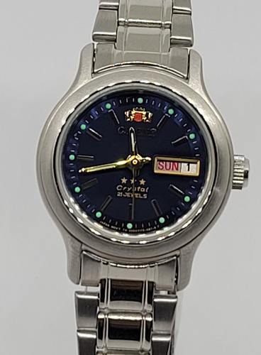 Reloj Orient Automático Dama 21jewels 3stars Estuche Altern. Plateado Plateado Azul Mate Bitono