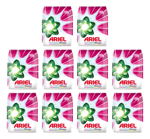Pack 10 Detergente En Polvo Ariel Downy 700g