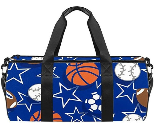 Basketball Soccer Football Star Blue Sport Duffel Bag For W.