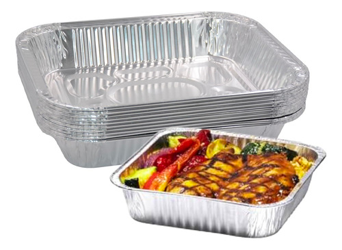 Charolas Bandeja Desechable Pollera Aluminio 33x26cm 100 Pzs