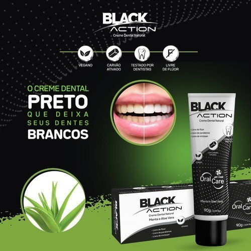 Black Action Pasta Clareadora Jan Rosé Com Carvão - Kit C/2