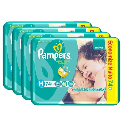 Fralda Pampers Total Confort Super M  296 Tiras