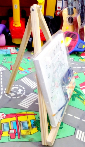 Imagen 5 de 8 de Kit Artistico Atril Pintura Pincel Tempera Bastidor Infantil