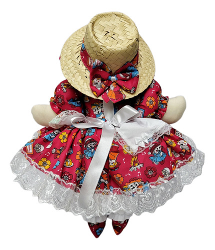 Boneca De Pano Caipirinha 43 Cm- Artesanal- Festa Junina.