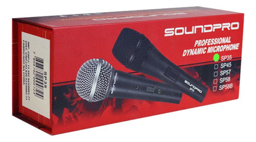 Microfone Dinamico Soundpro Profissional Preto - Sp35 - Fr