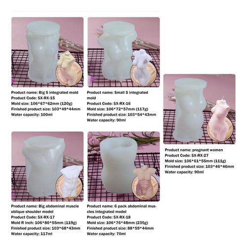 Molde De Silicona Para Velas Corporales De Varios Colores Pa
