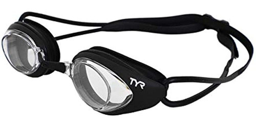 Tyr Black Hawk Racing Goggles, Clear Matte Black, Talla Únic