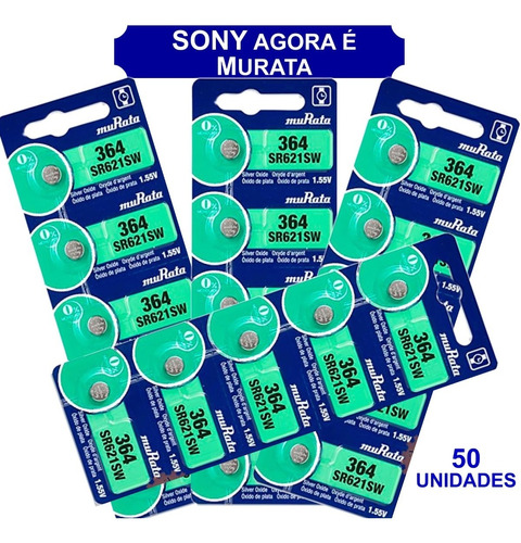 50 Baterias Sony 364 Sr621sw Ag1 Sr621 Original Relógio