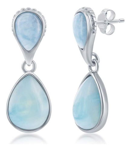 Beaux Bijoux Pendientes Colgantes De Larimar De Plata De Ley