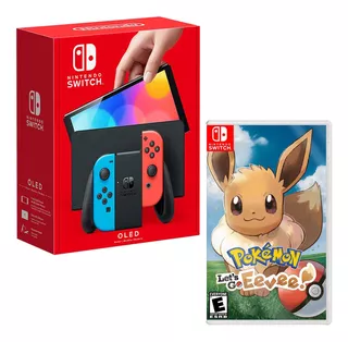 Consola Nintendo Switch Oled Neon + Pokemon Lest Go Eevee