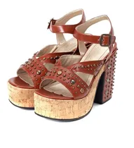 Comprar Sandalias Cuero Marron Tachas Plataforma Saverio Di Ricci