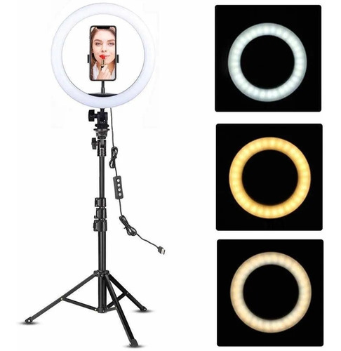 Aro De Luz Led 26cm Con Trípode 2,10m Selfie Celular