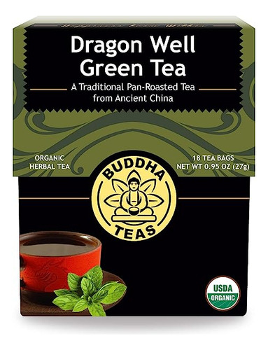 Buddha Teas Organic Dragon Well Green Tea - Ou Kosher, Usda