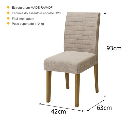 Conjunto Com 2 Cadeiras De Jantar Multimóveis Cr50041 Cor Bege