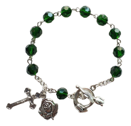 Navidad Pulsera De Rosario Con Cuentas De Cristal (gn) Con