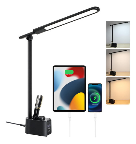 Lámpara De Escritorio Led Con 2 Puertos De Carga Usb 50 Modo
