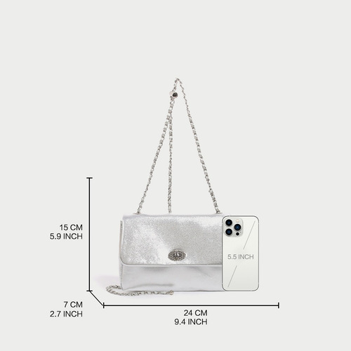 Elegante Bolso De Noche Tipo Bandolera Con Cierre De Cadena