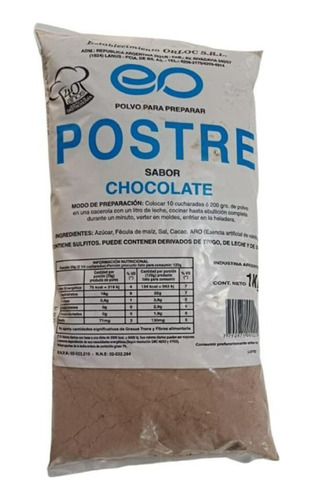 Postre Sabor Chocolate X 1 Kg En Polvo Orloc