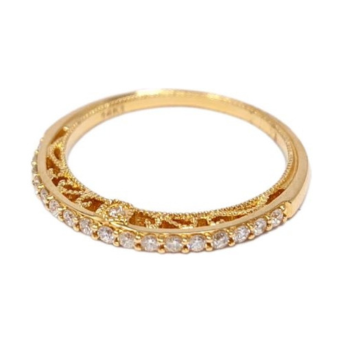 Anillo Oro Amarillo 14k Media Churumbela Diamantes Onditas