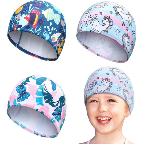 ~? Gorros De Natación Para Niños De 3 Piezas Para Niños Y Ni