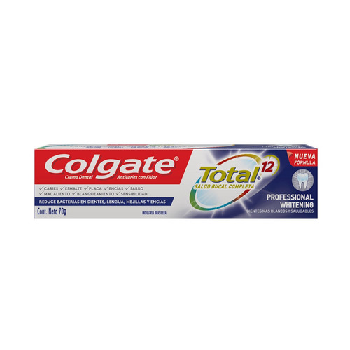 Imagen 1 de 3 de Pasta dental Colgate Total 12 Professional Whitening en crema 70 g