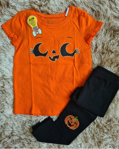 Conjunto Halloween Menina Tcp Igual Carters Brilha Escuro 5t