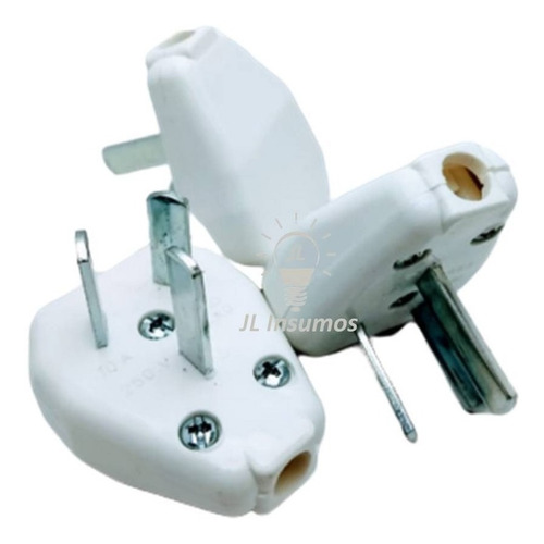 Imagen 2 de 2 de Pack 100 Ficha Macho 3 Patas 10a Eco Blanco