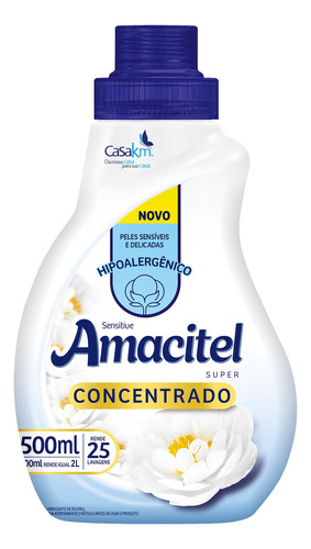 Amaciante de Roupa Concentrado Sensitive Amacitel Super Frasco 500ml