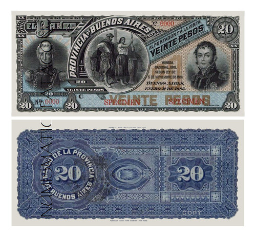 Billete 20 Pesos Moneda Nacional Oro 1885 Bs As - Copia 565s