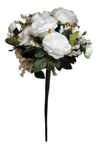 Buque E Arranjo De Rosas Branco Leite Artificial Com Camélia