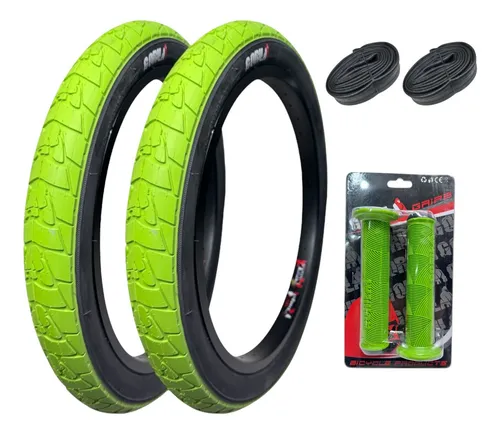 comprar Par Llanta 20x2.30 Gorila Bmx Y Puños Verde + Camaras