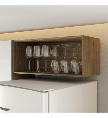 Cozinha Compacta 4 Portas Kits Paraná Cristal (217x250x31cm) Cor Supr/supr/cp-fr