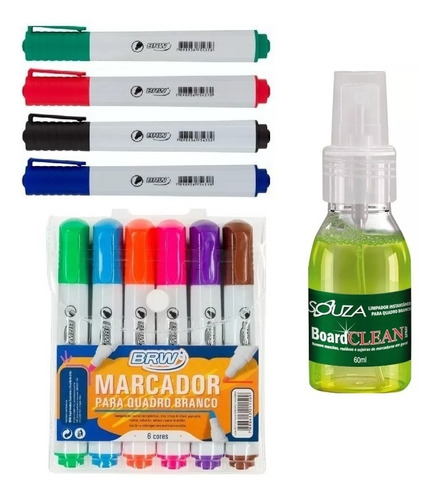 Kit 10 Pincel Caneta Quadro Lousa Branco + Limpador Quadro