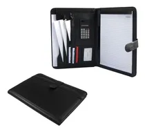 Comprar Carpeta De Cuero Simil Negro Porta Documentos Pim