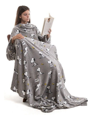Manta Frazada Con Mangas Snoopy Color Gris