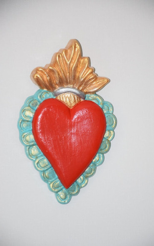 Imagen 2 de 9 de Corazón Mexicano De Yeso Adorno Pintado A Mano Regalo